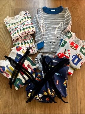 Gray & Blue Bunny Stripe Kids Pajama Set